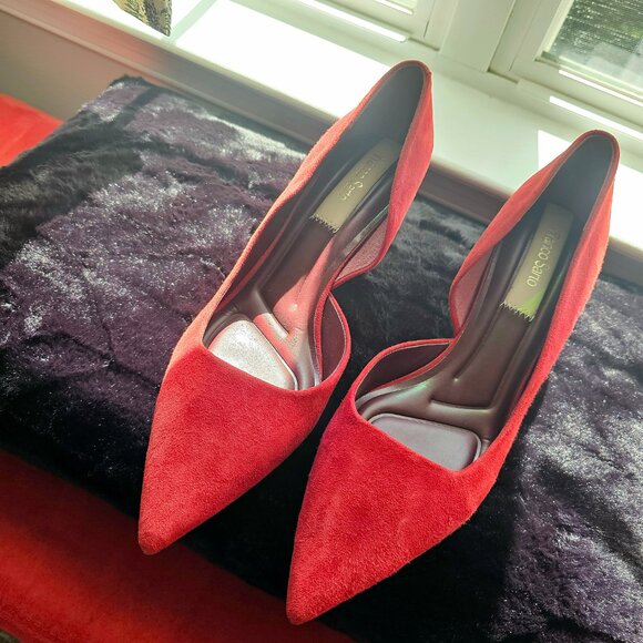 NWOT Franco Sarto Tana Suede Red Heels - Size 9.5 - Picture 6 of 14